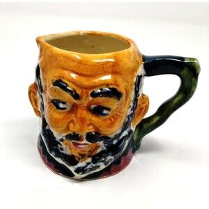 Vtg Hand Painted Mug Wise Lawyer Man Toby Style Cup Hat Jacket Beard Mustache